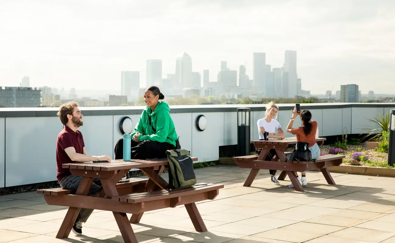 Students on the rooftop