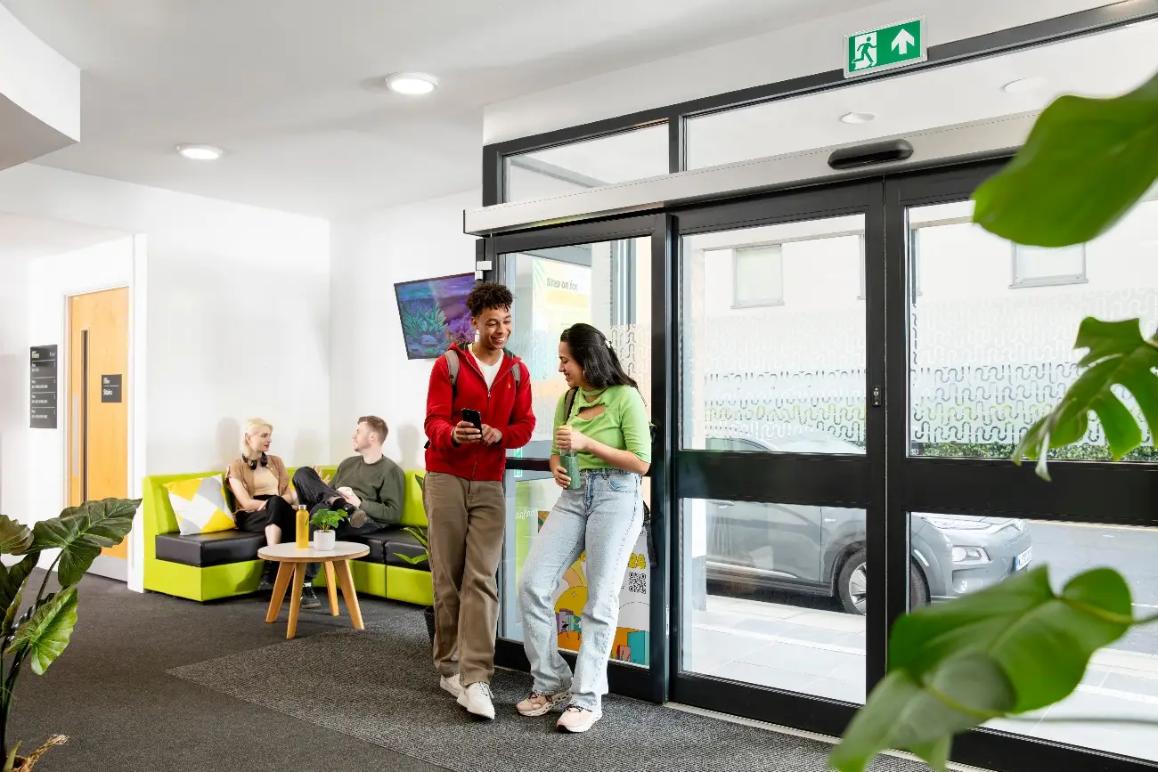 Students in the reception area