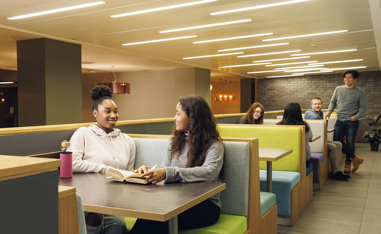 Students using the study booths