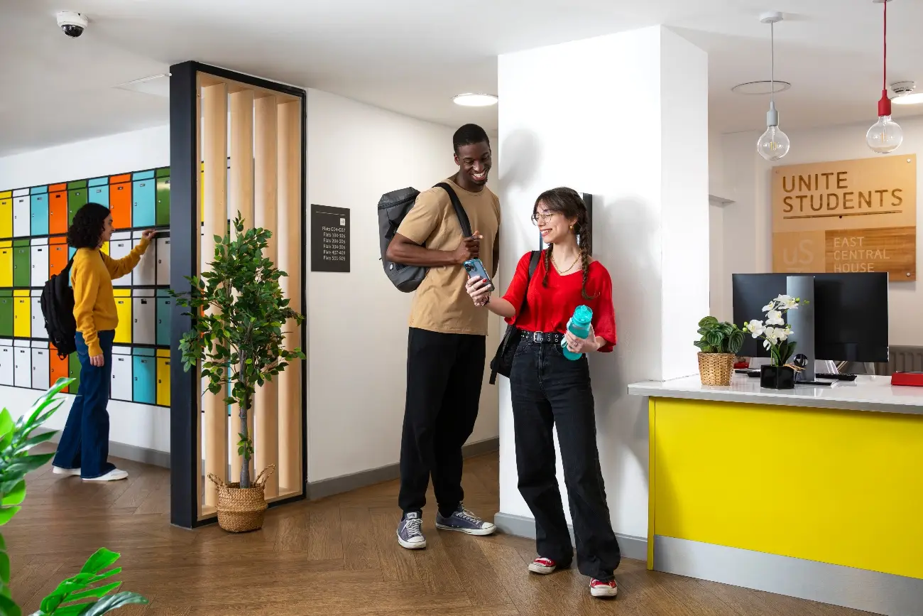 Students in the reception area