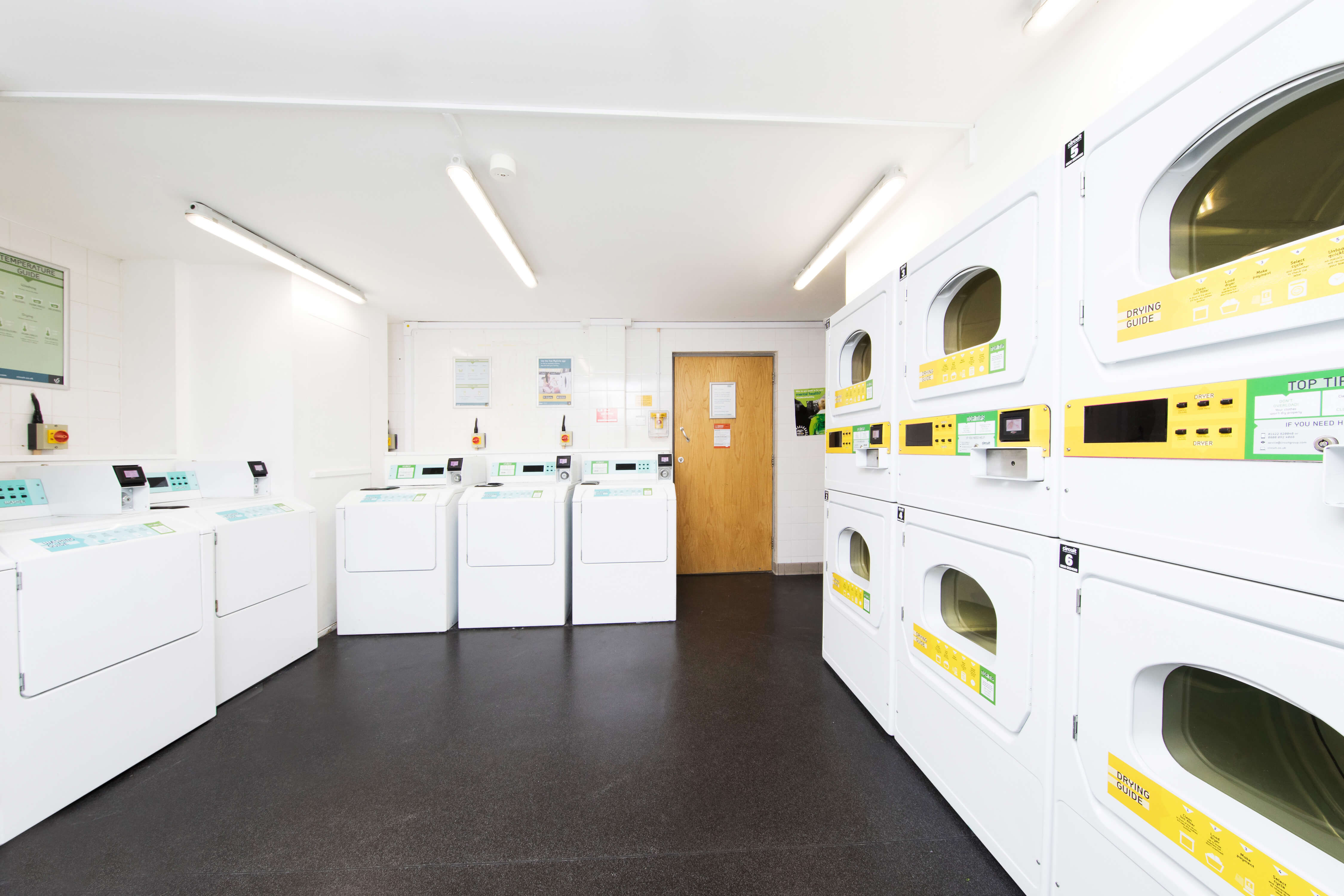 Washing machines in a room