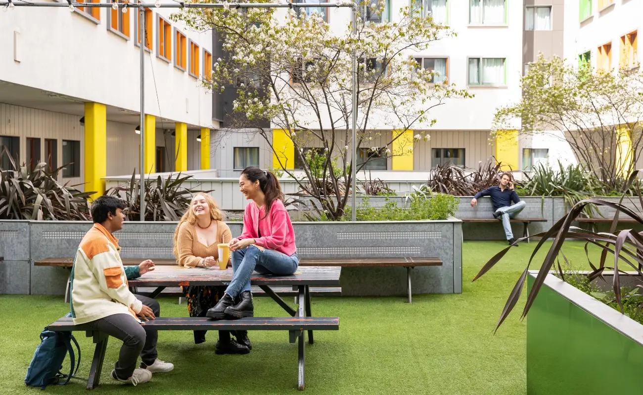 Students in the courtyard