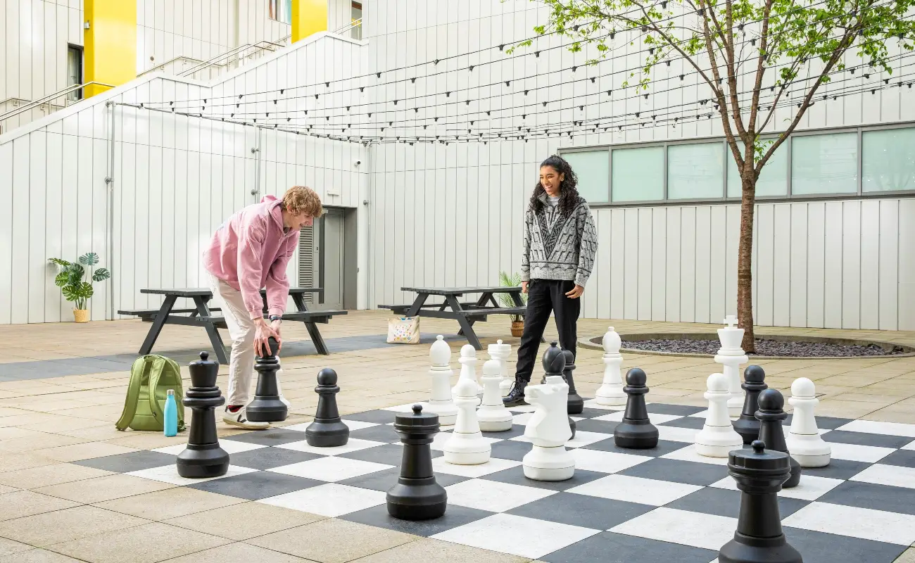 Students in the courtyard