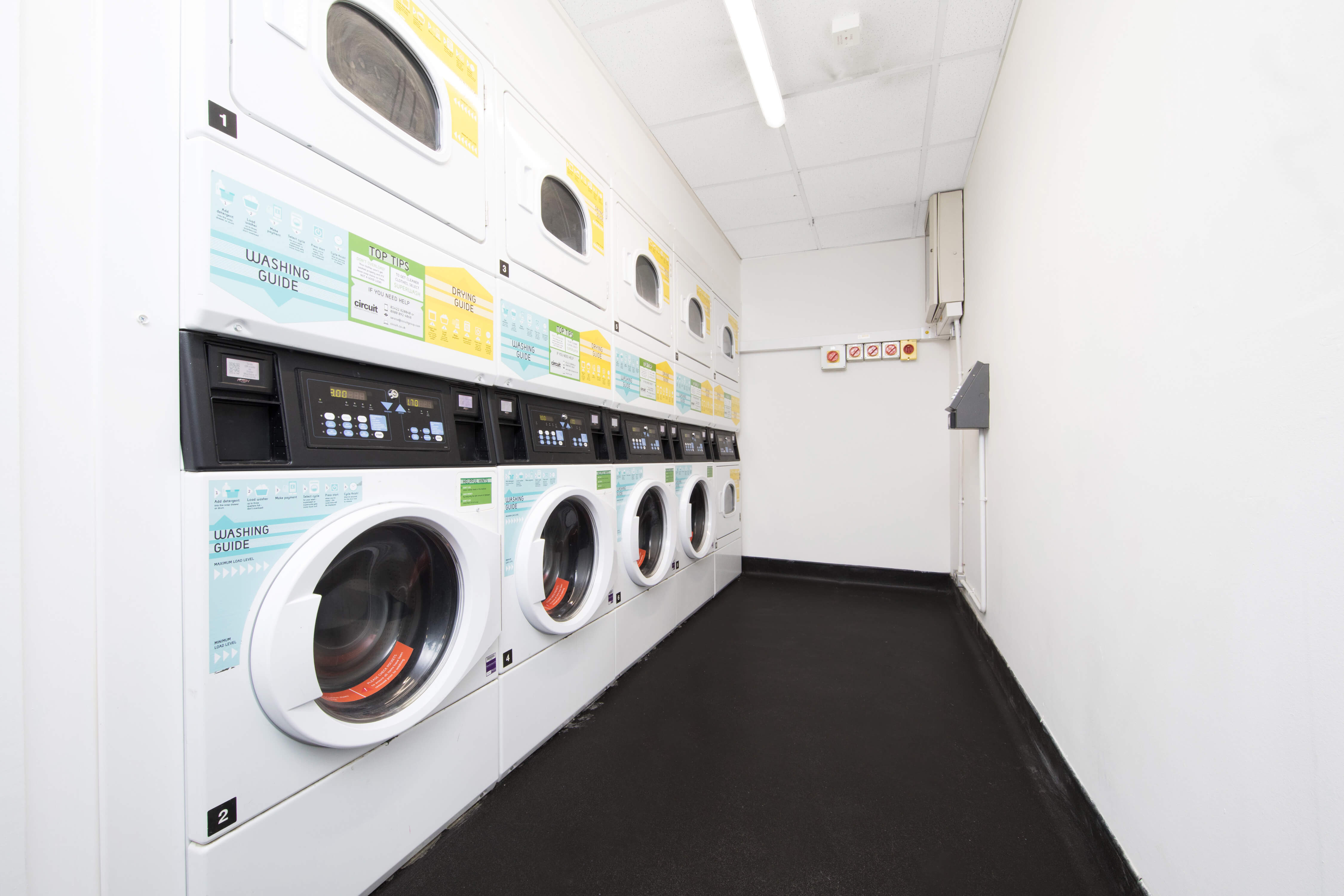 Washing machines in a room