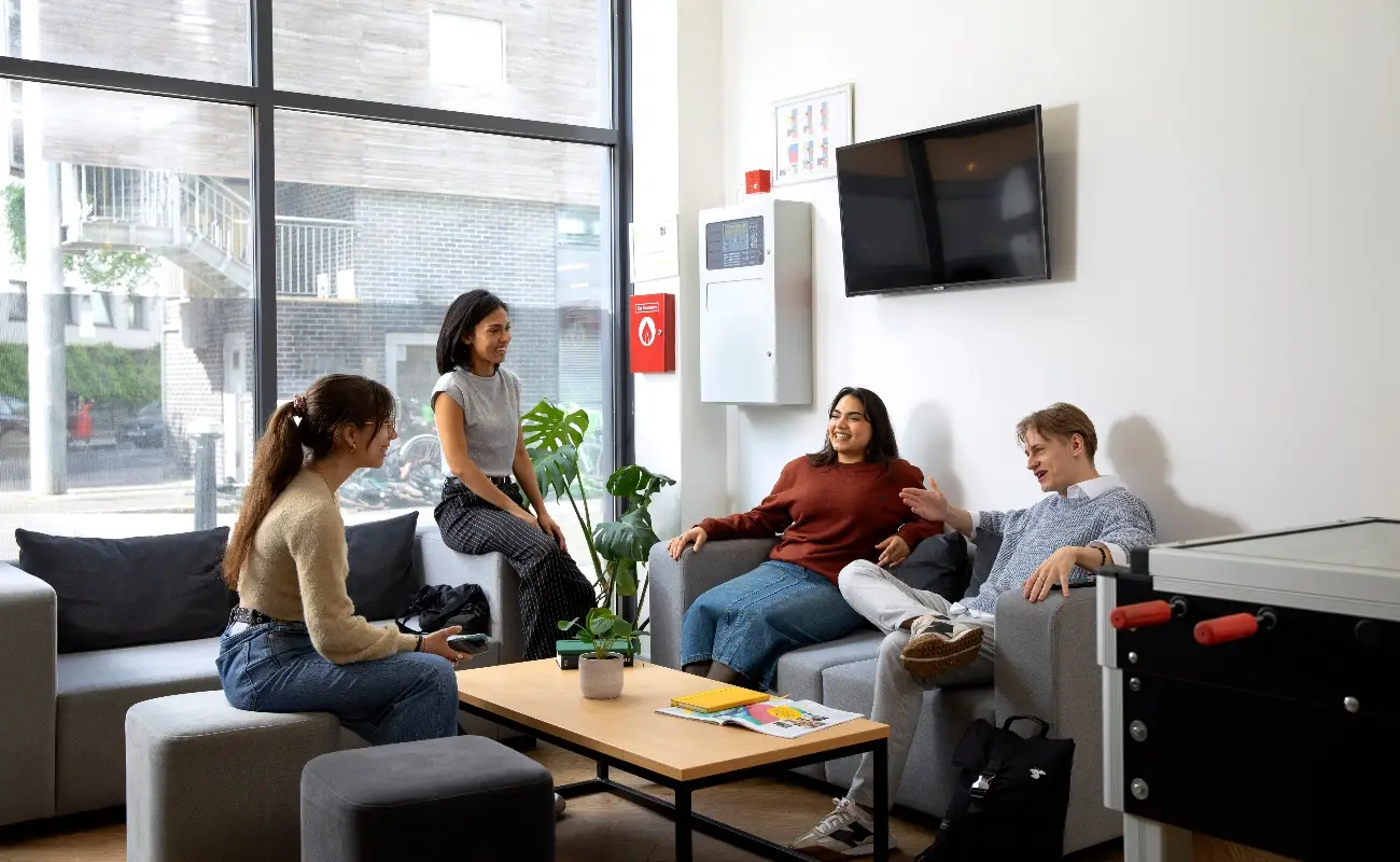 Students in the games area