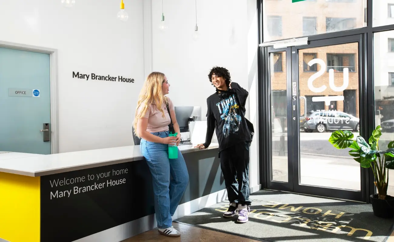 Students in the reception area