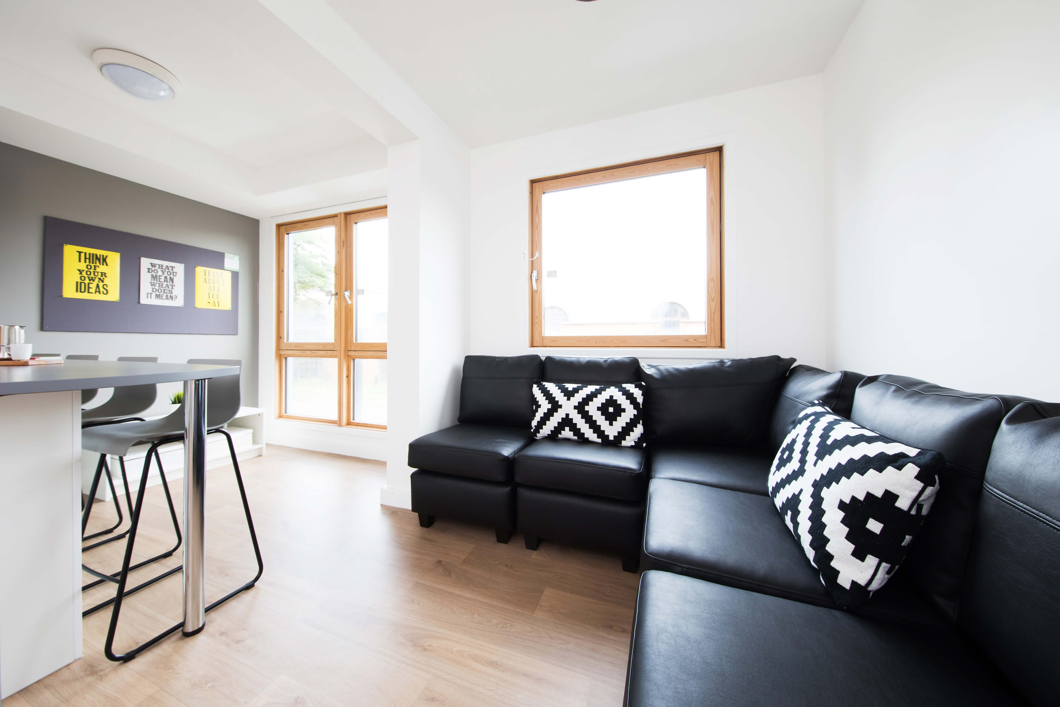 Sofa and kitchen breakfast bar