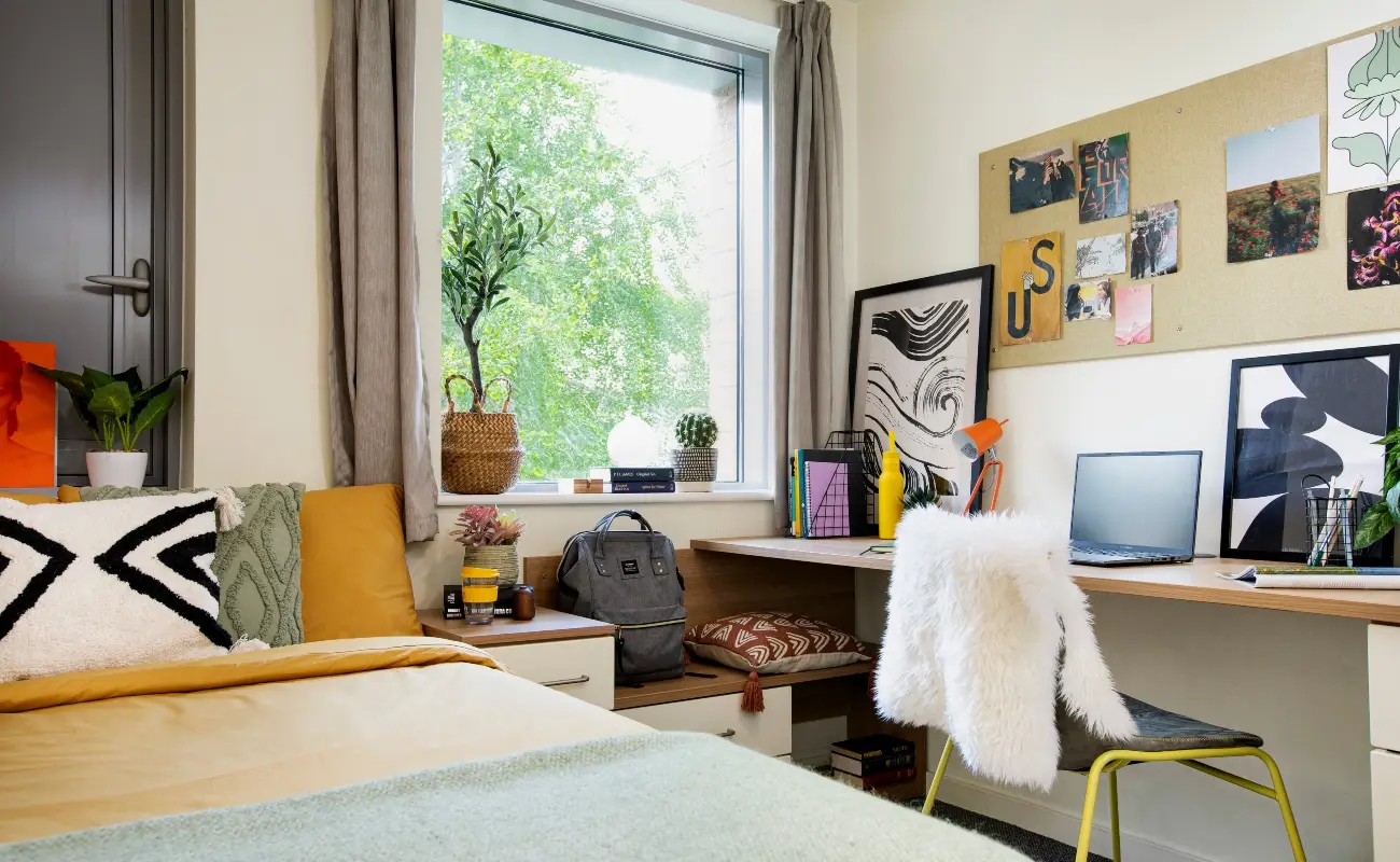 Bed and study space in an Ensuite Classic