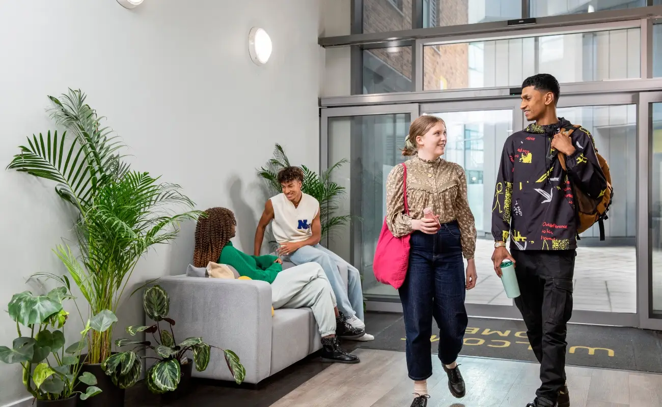 Students in the reception area