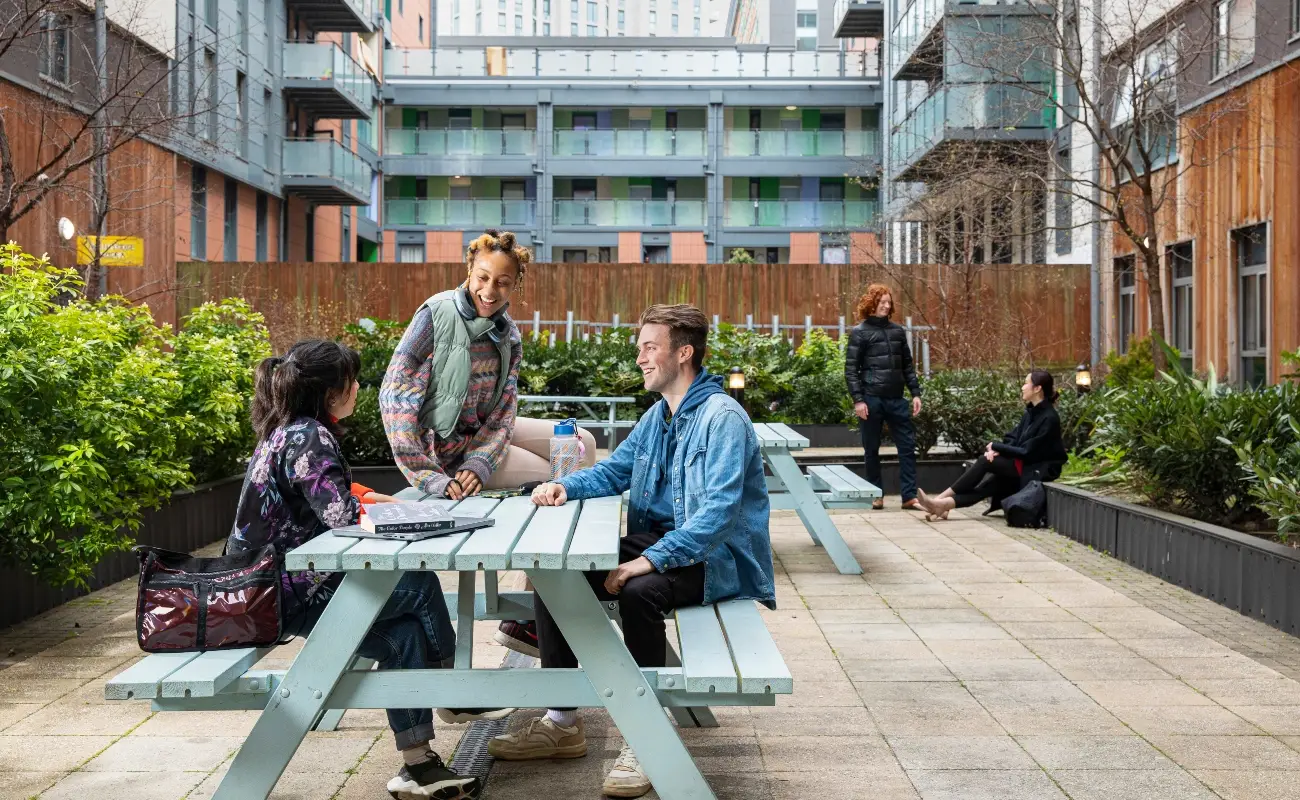 Students in the courtyard