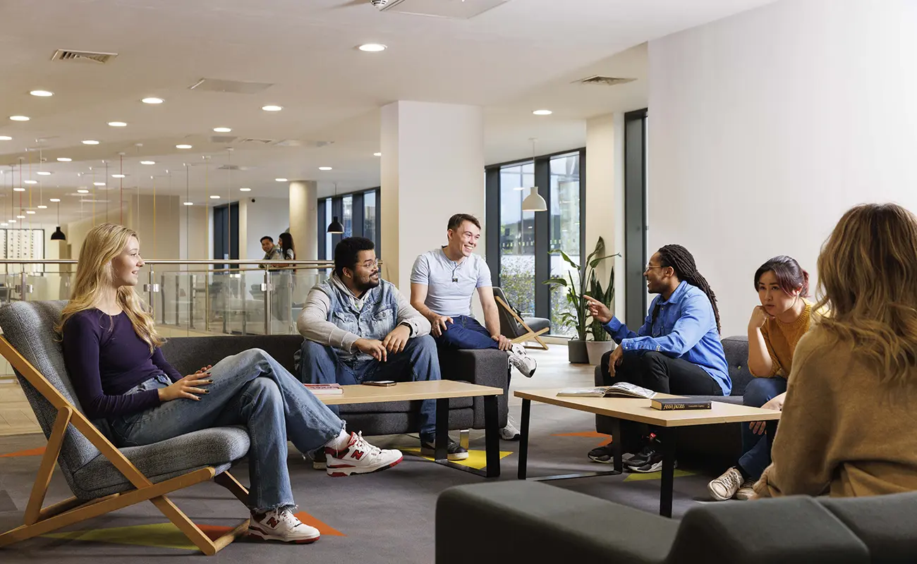 Students in the common room seating area