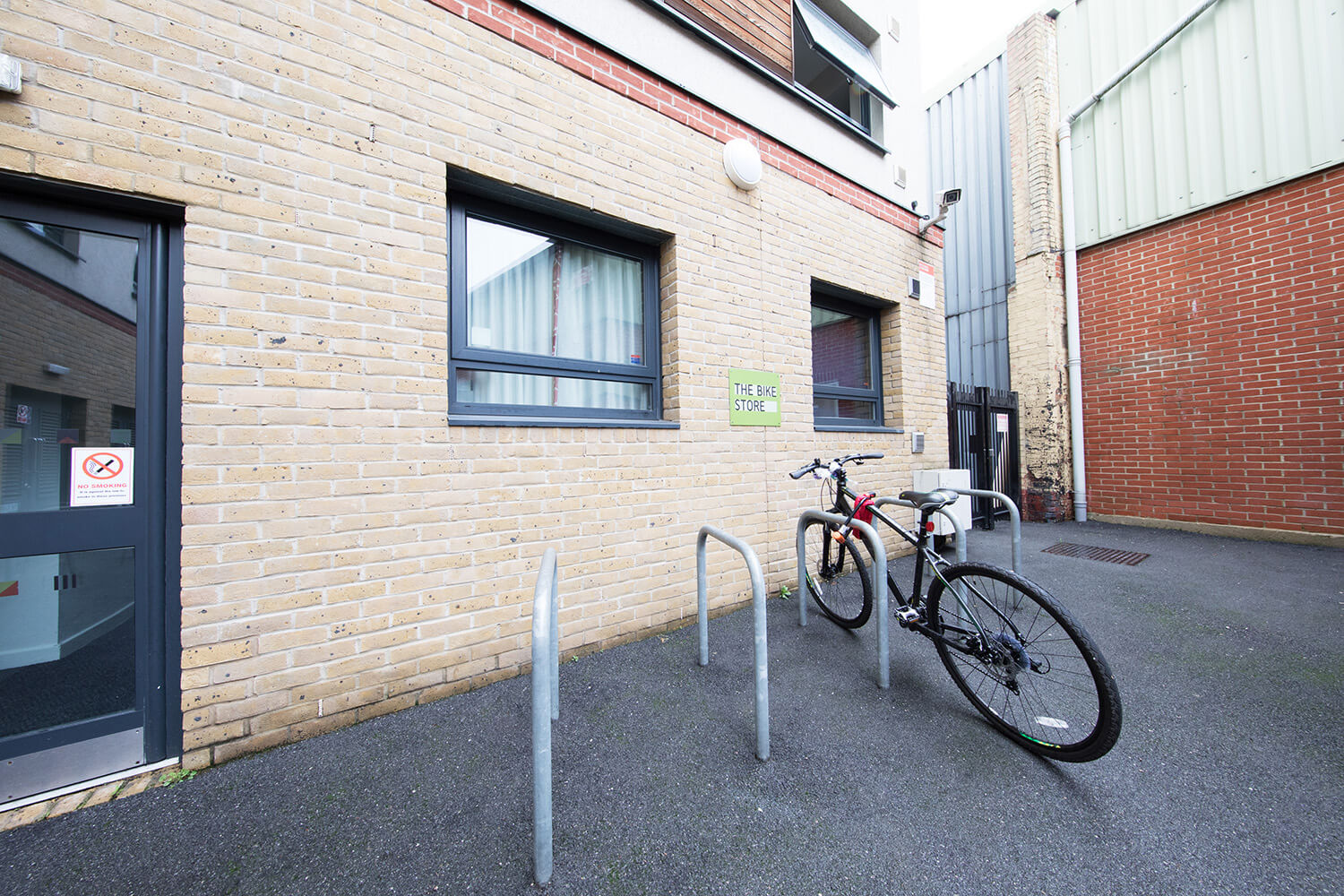 Student accommodation London bike stands outside Pacific Court