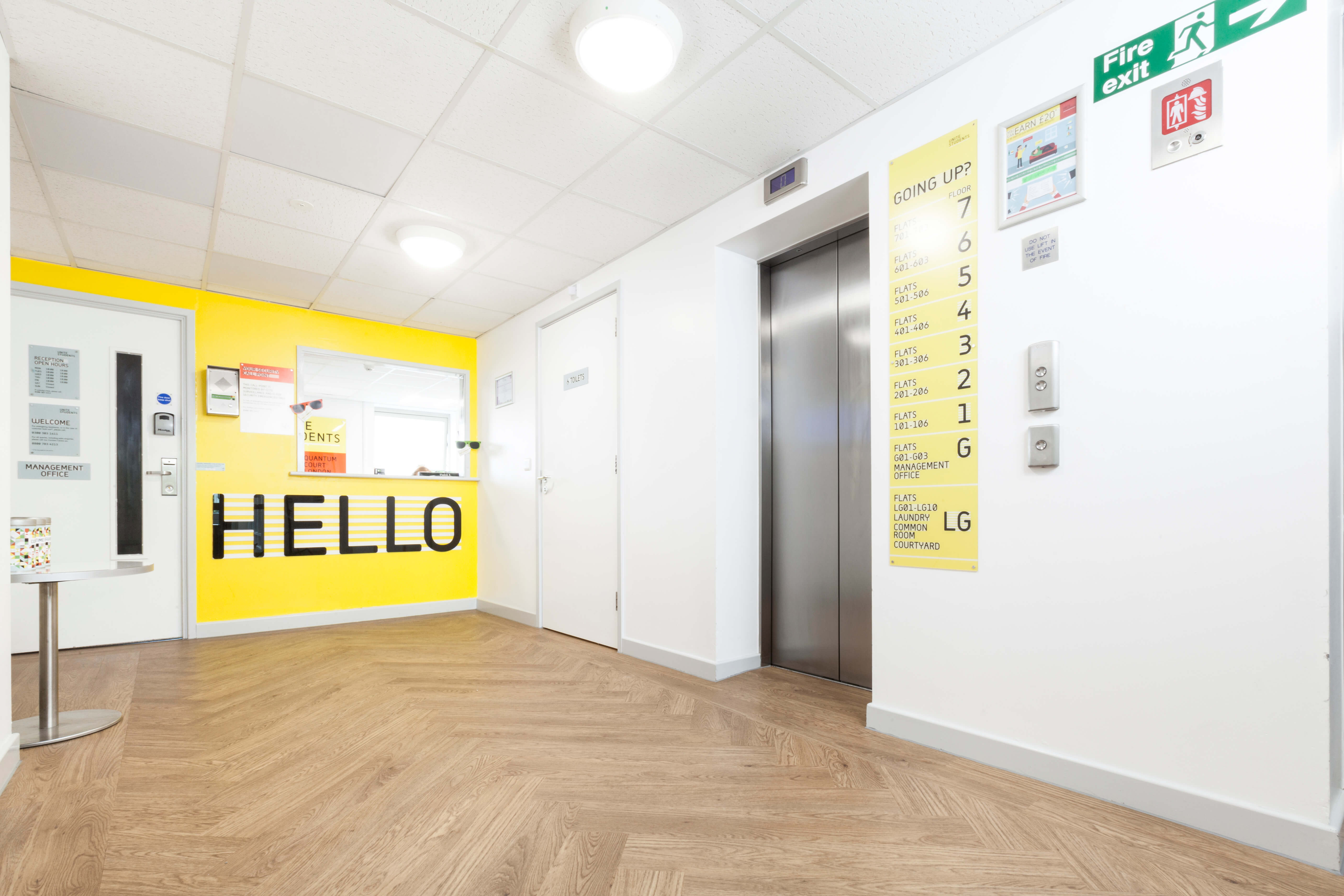 Reception desk and entrance area