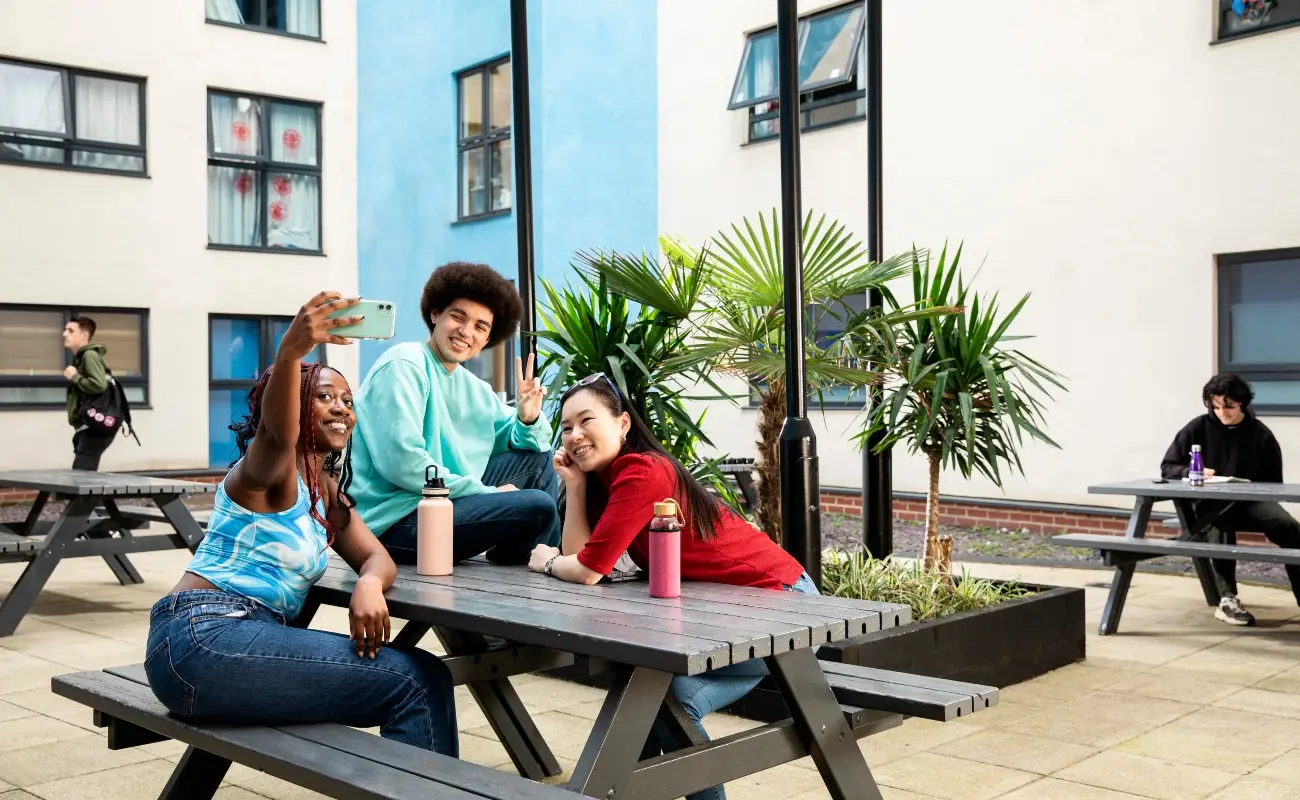 Students in the courtyard