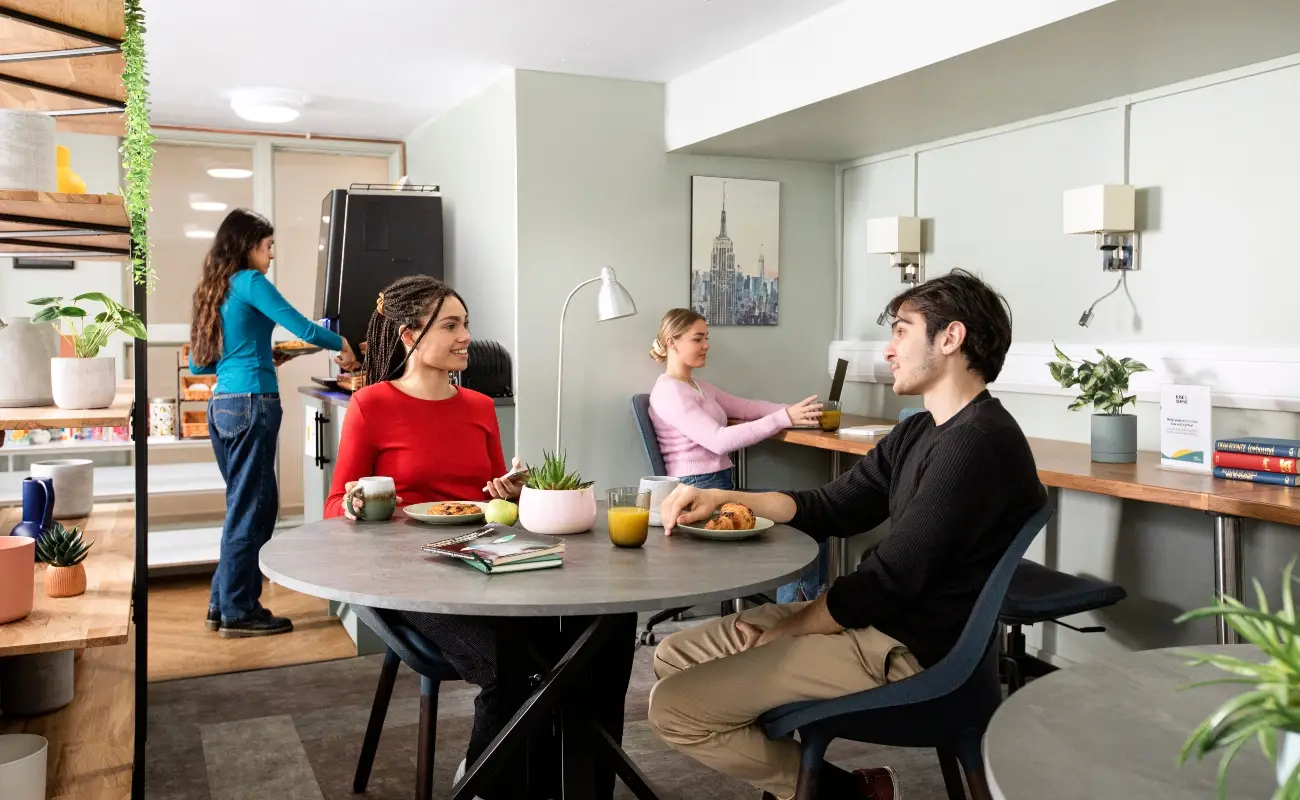 Students in the kitchenette