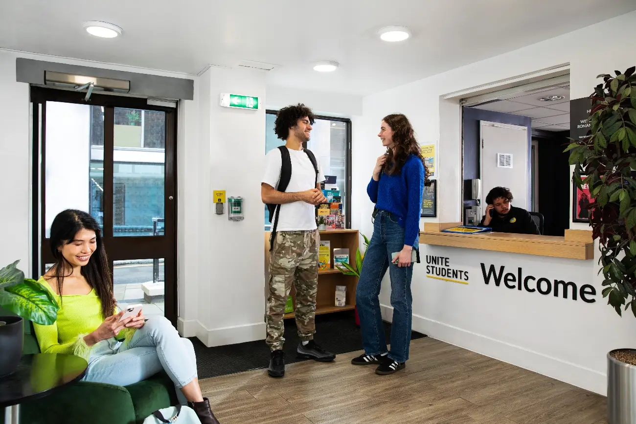 Students in the reception area