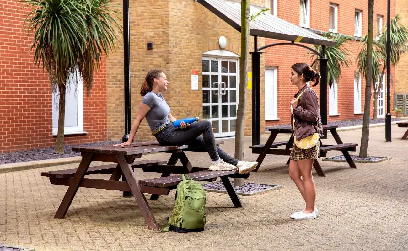 Students in the courtyard