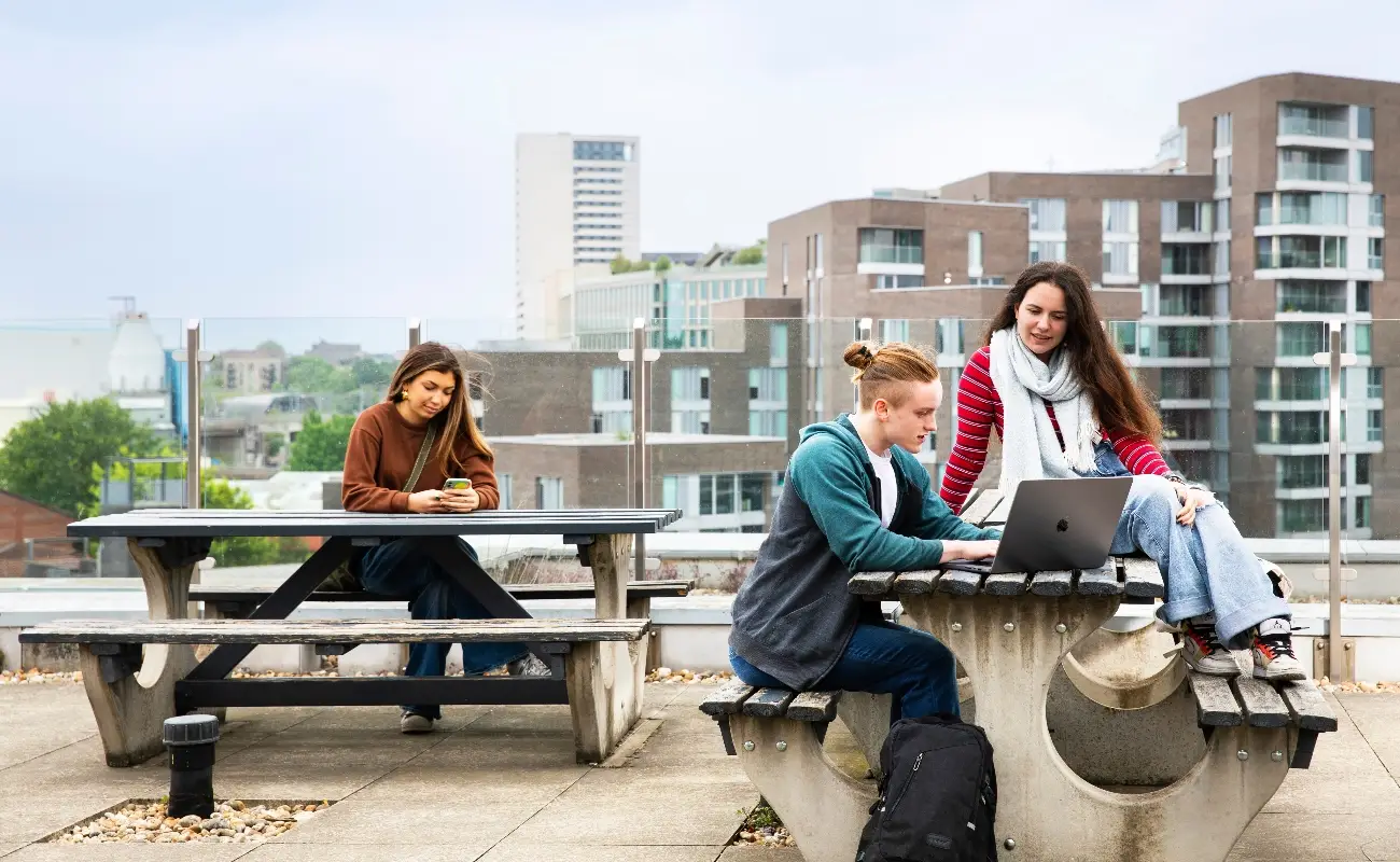 Students on the rooftop