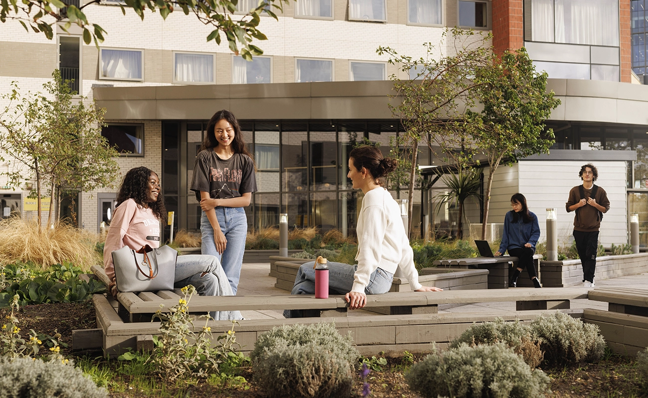 Students using the outdoor area