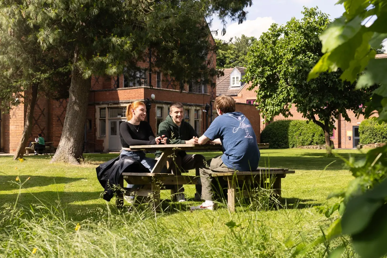 Students in the outdoor space