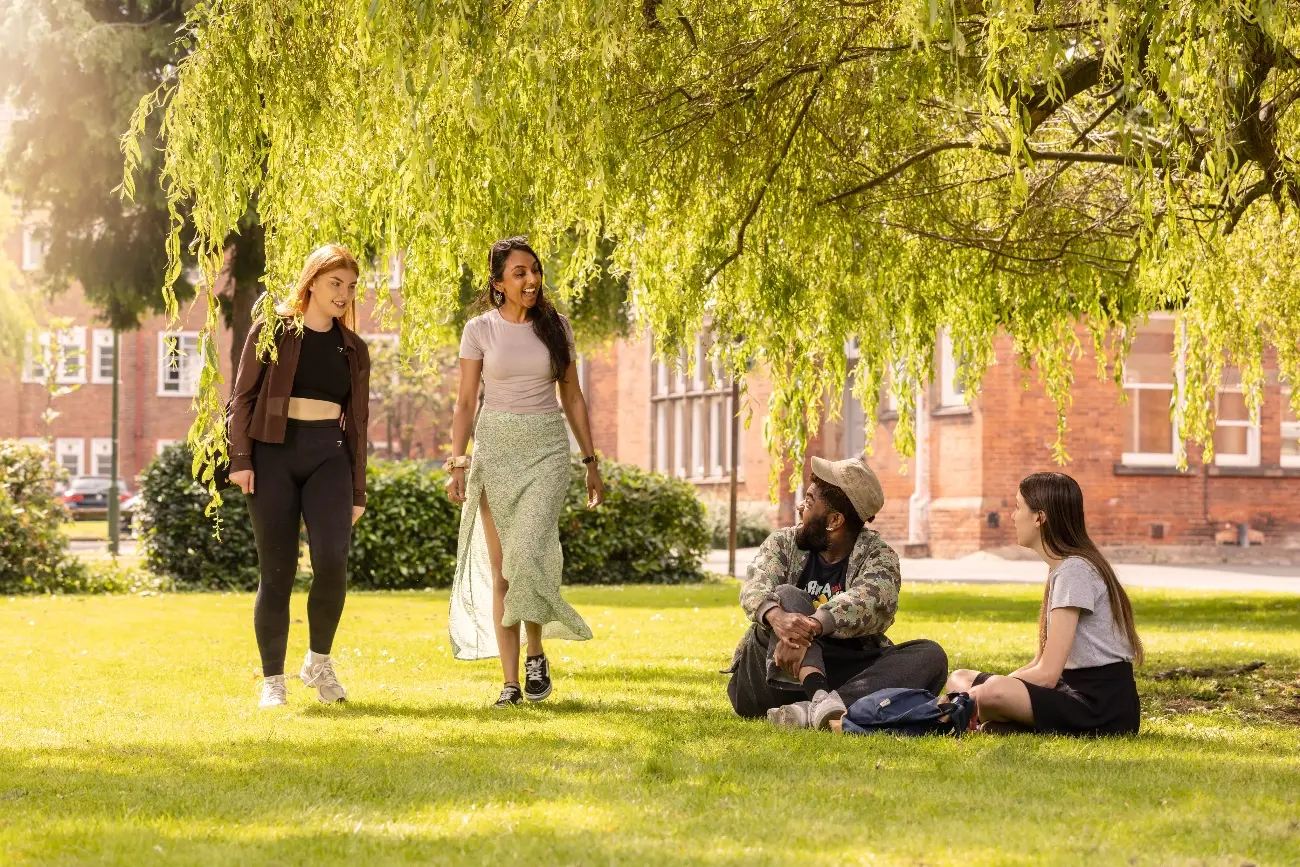 Students in the outdoor space