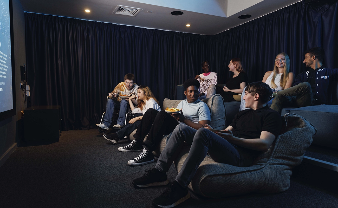 Students using the Cinema room