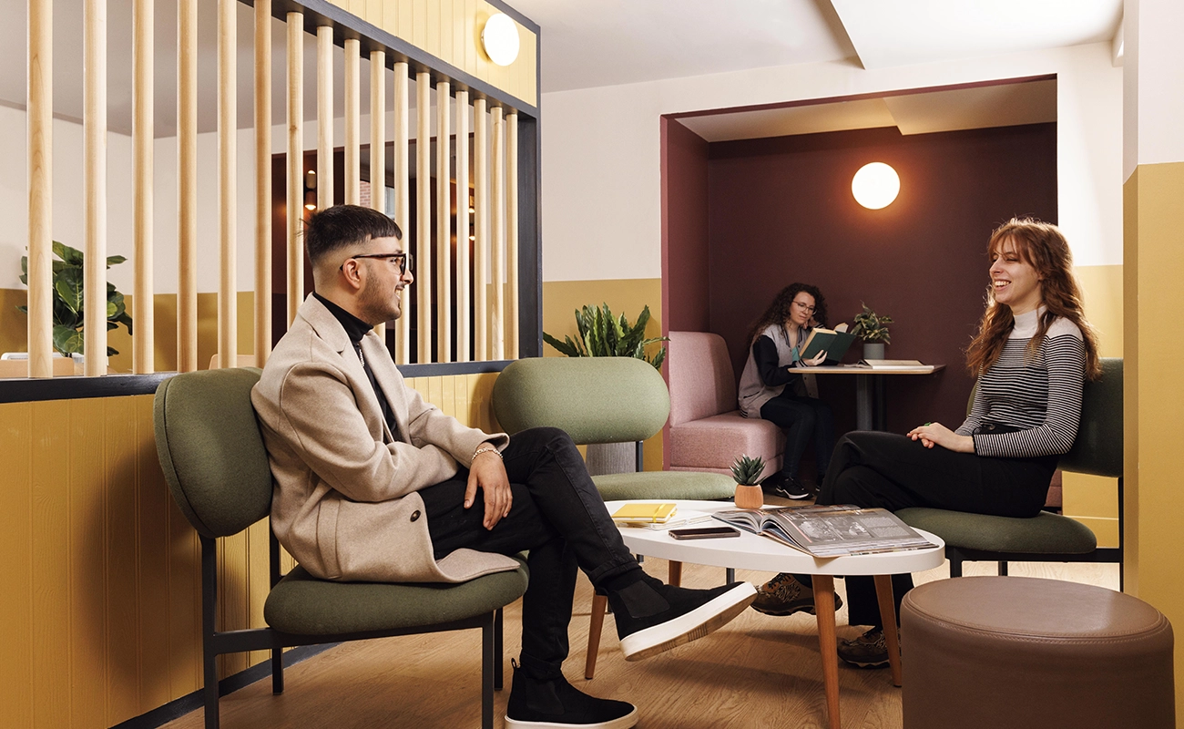 Students in the common room seating area