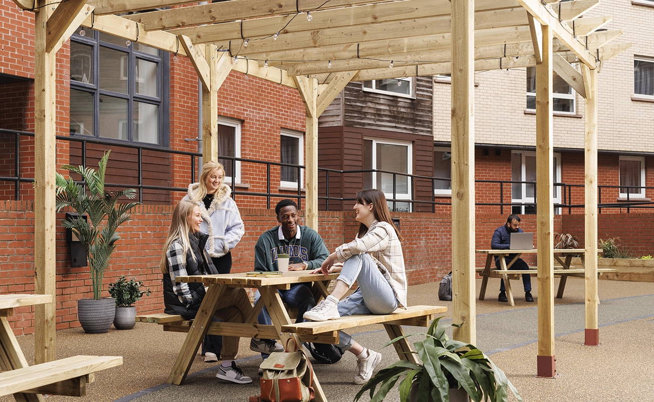 Students in the courtyard