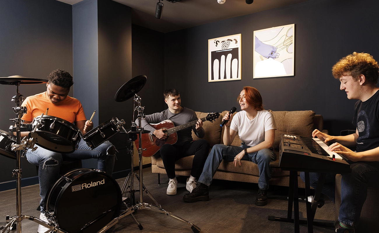 Students using the music room