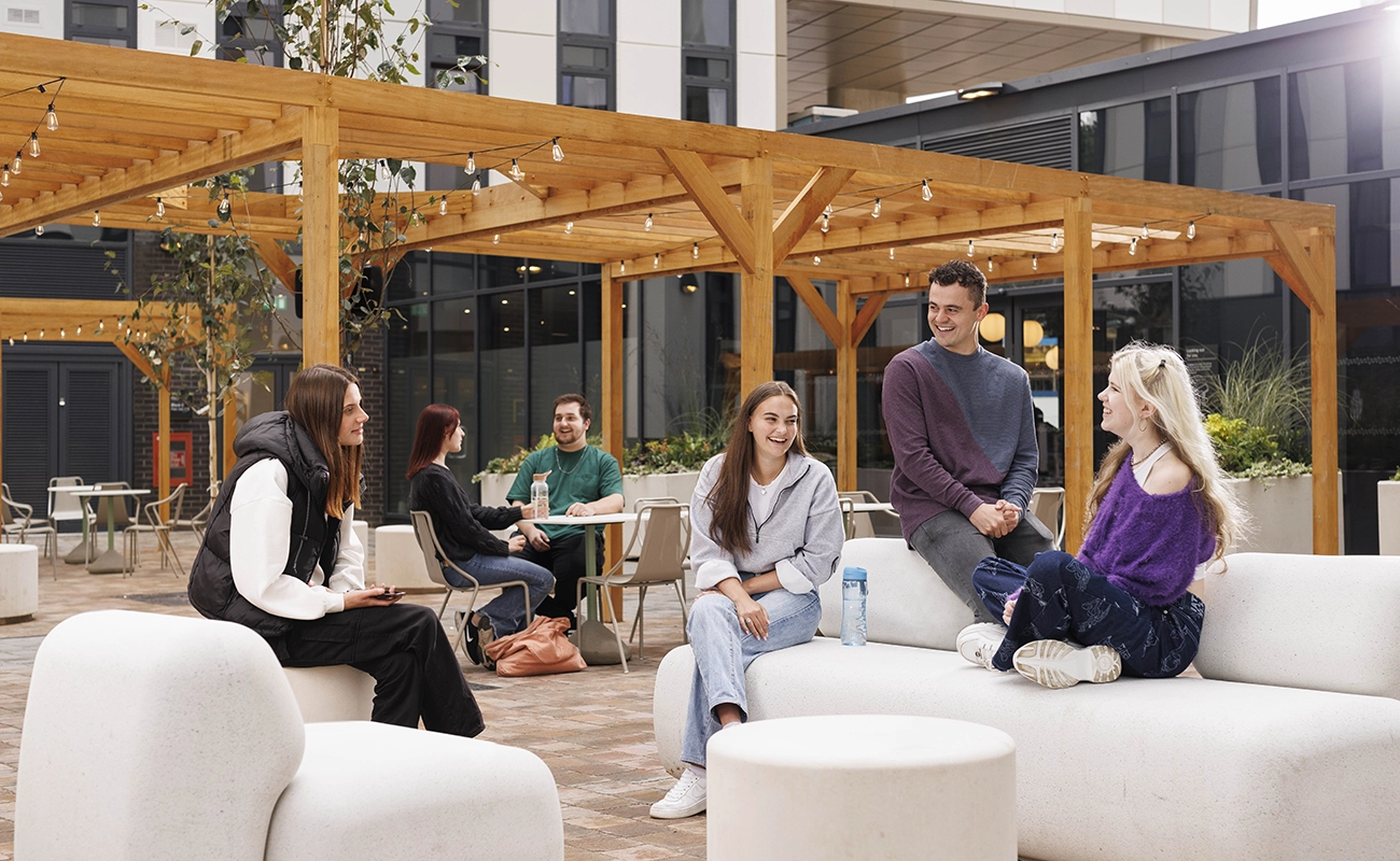 Students using the courtyard