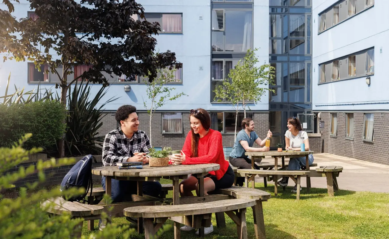 Students in the courtyard