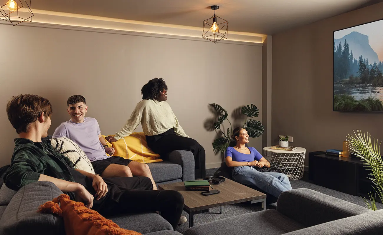 Students sitting in cinema room