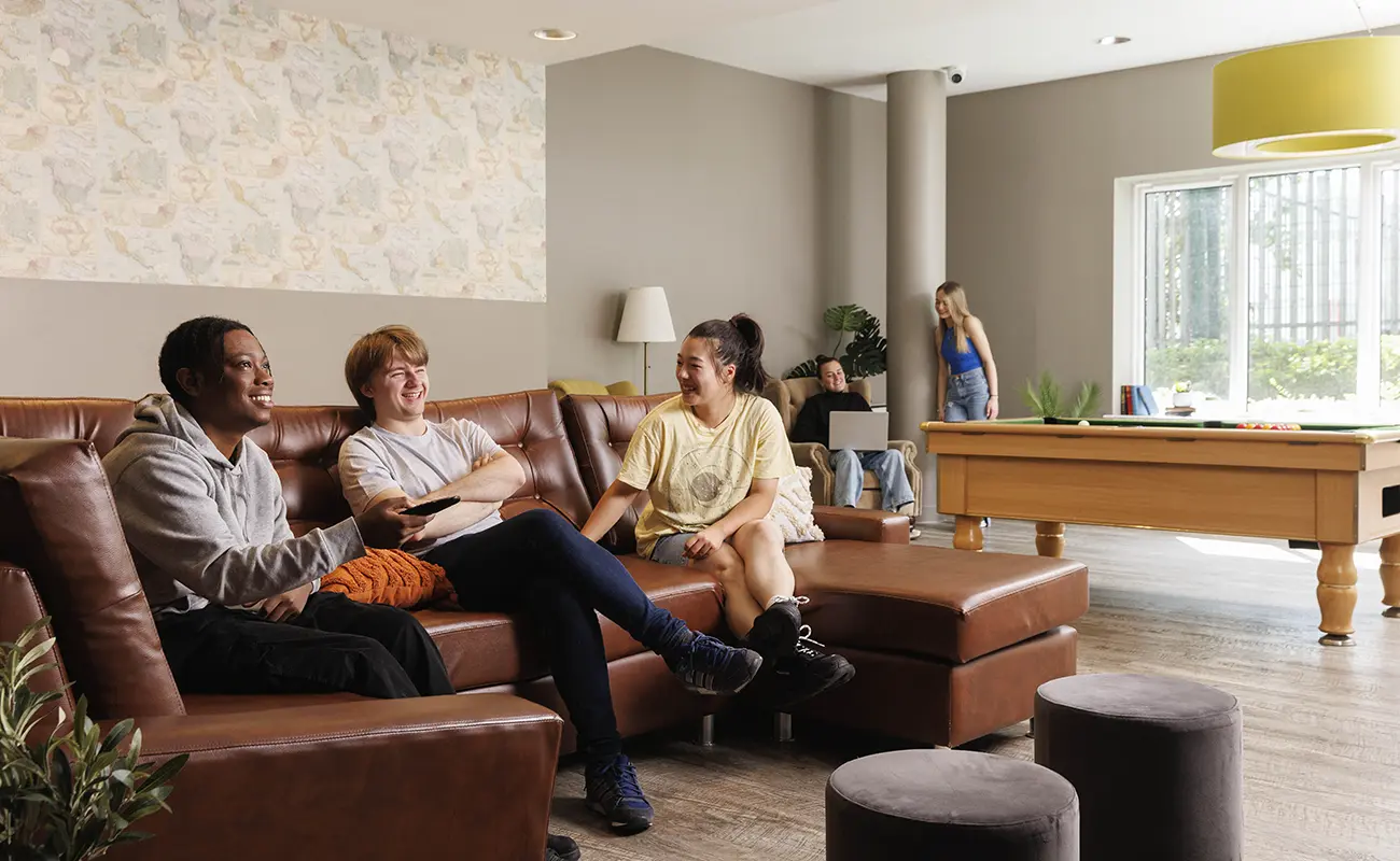 Students sat in common room