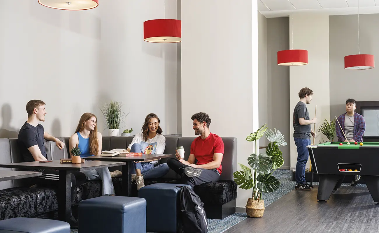 Students sat in common room