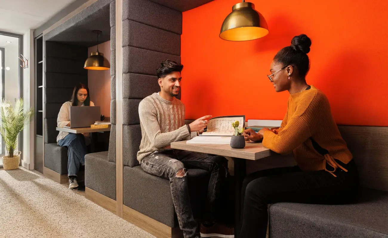 Students in the study pods