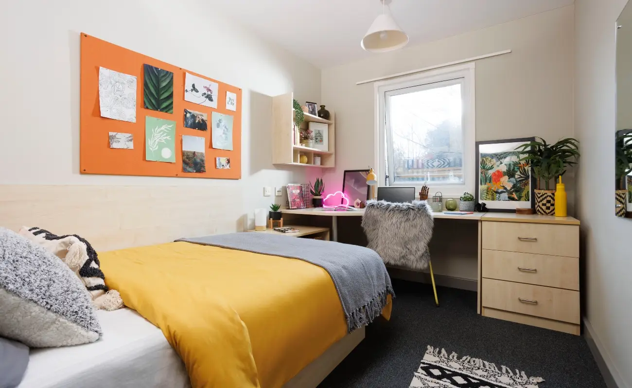 Bed and study space in an Ensuite Premium Range 1