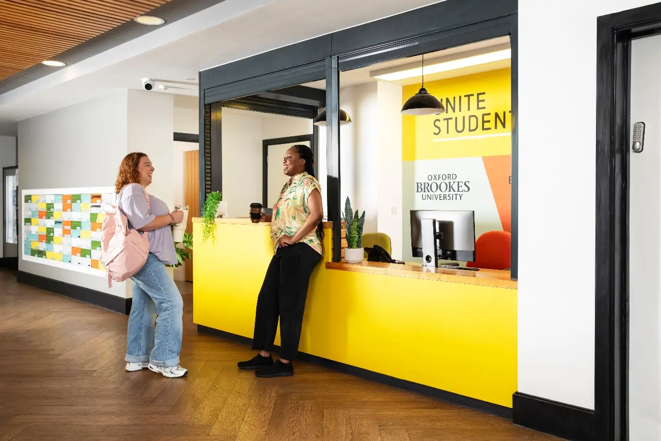 Students in the reception area
