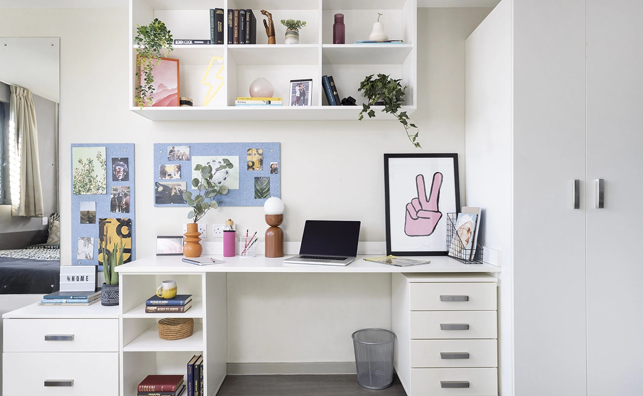 Study space with lowered desk in a Accessible Studio Classic