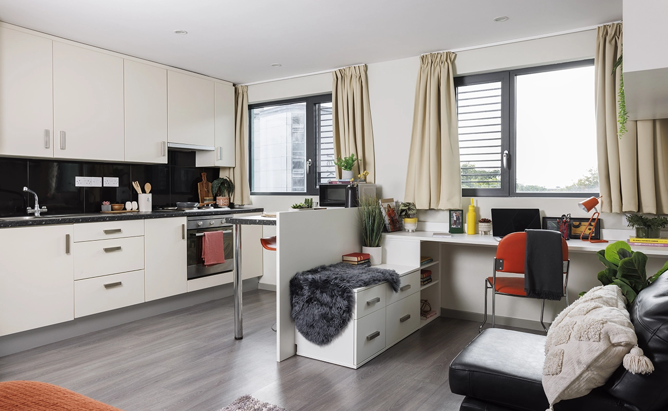 Kitchen and study space in a Classic Studio