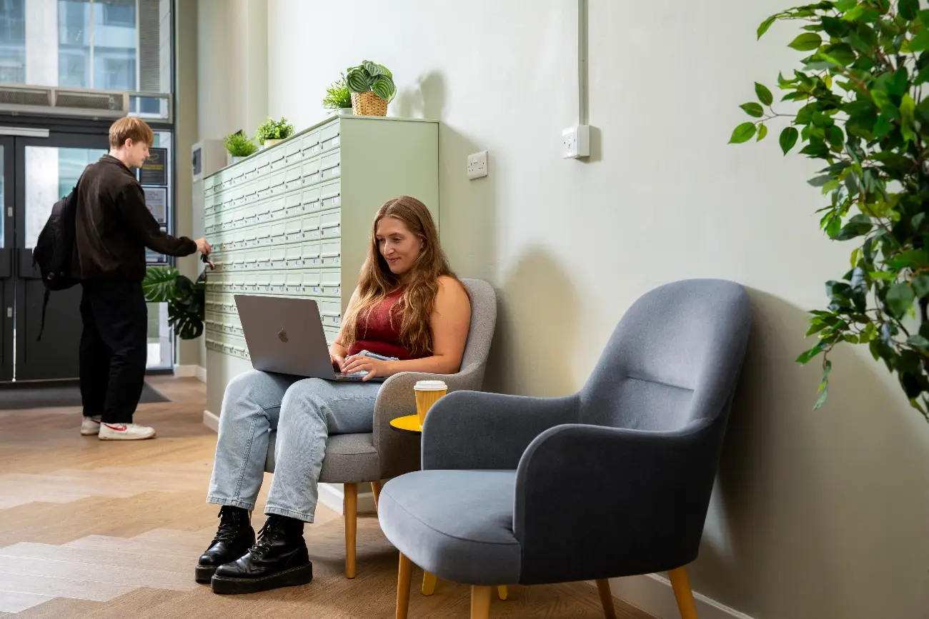 Students in the reception area