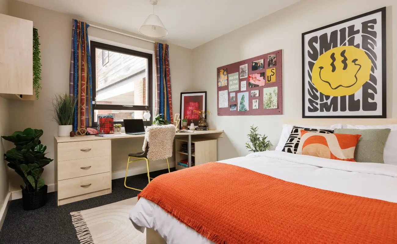 Bed and study space in an Ensuite Premium Range 1
