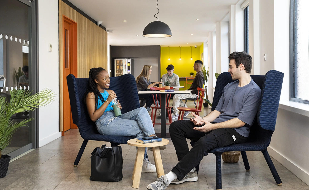 Students relaxing in the common room