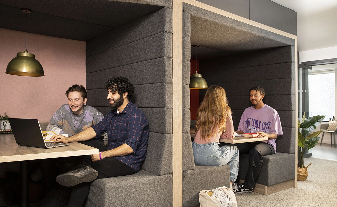 Students using the Study Pods